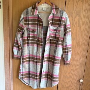 Joie small shacket Pink and Brown Plaid